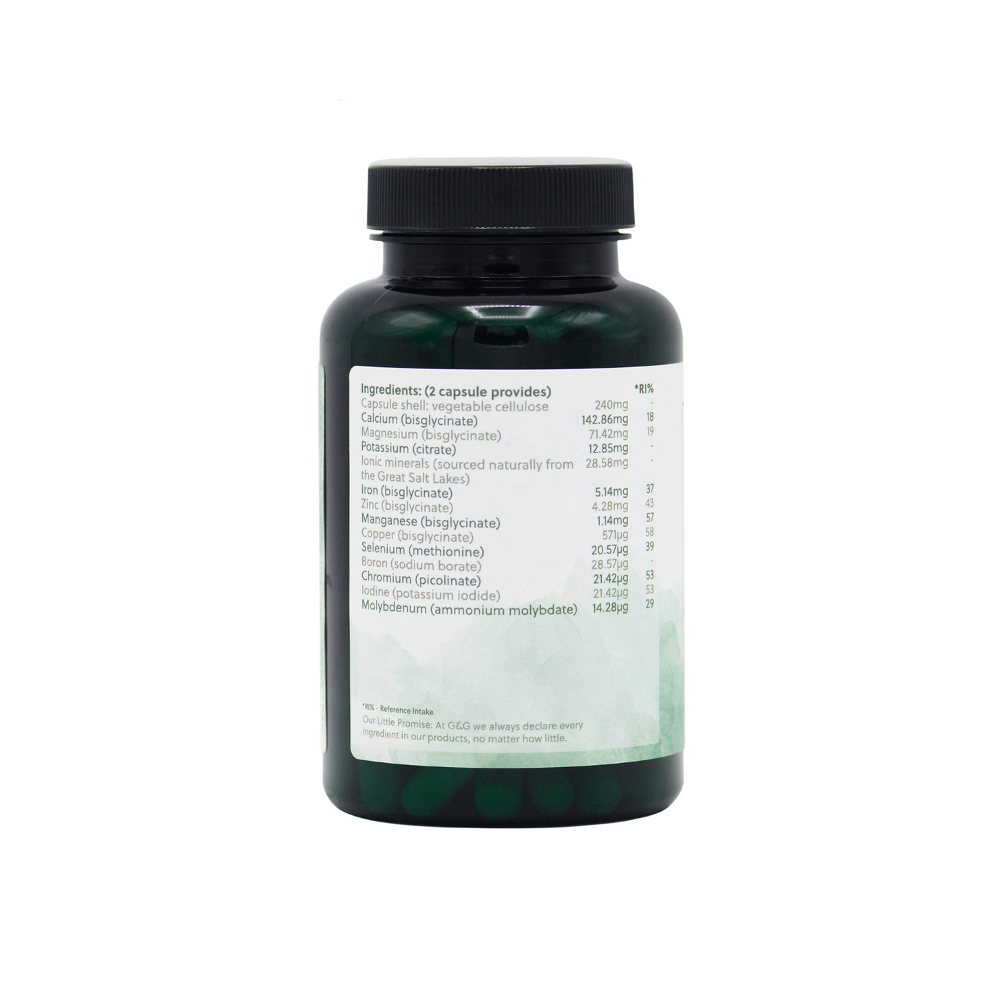 Rückseite, Kalium, Zink, Eisen, Selenium, Mineralien, vegan,