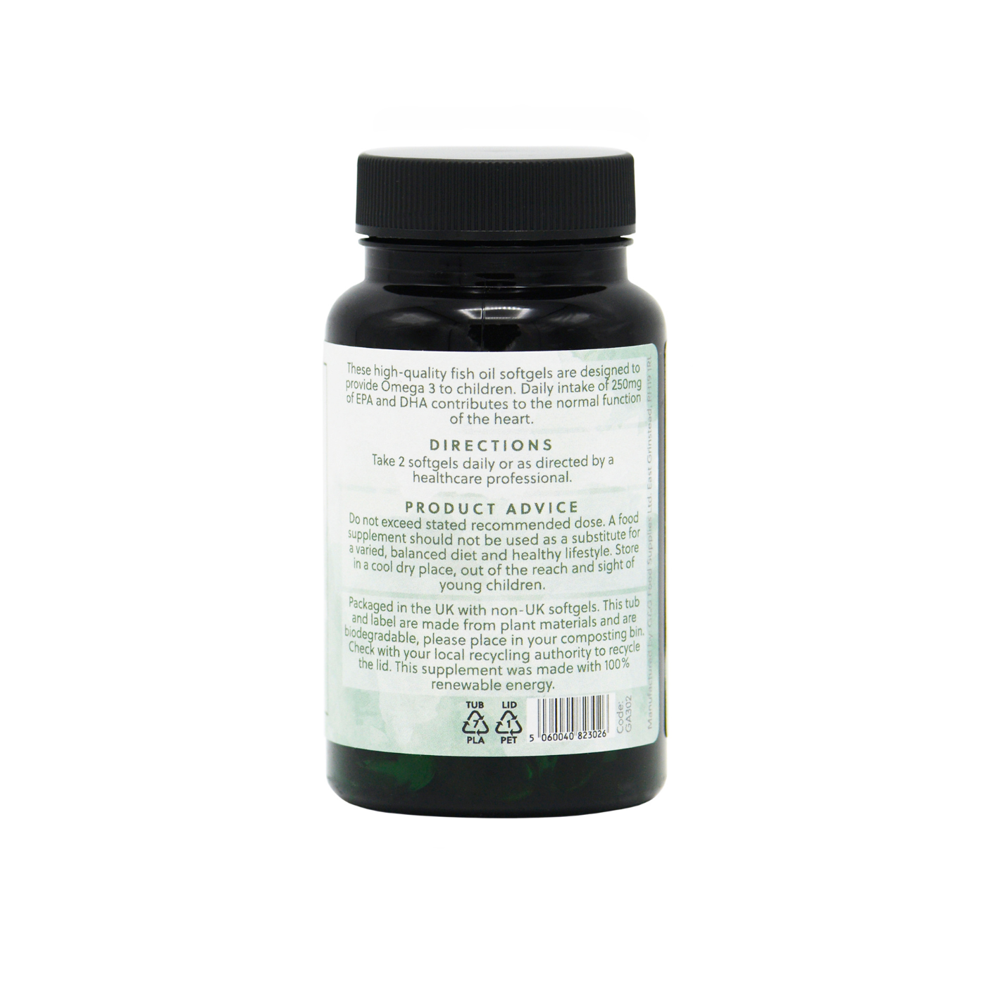 Omega-3 mit EPA & DHA + Vitamin E – Kinder-Fischöl – 60 Softgels 500mg