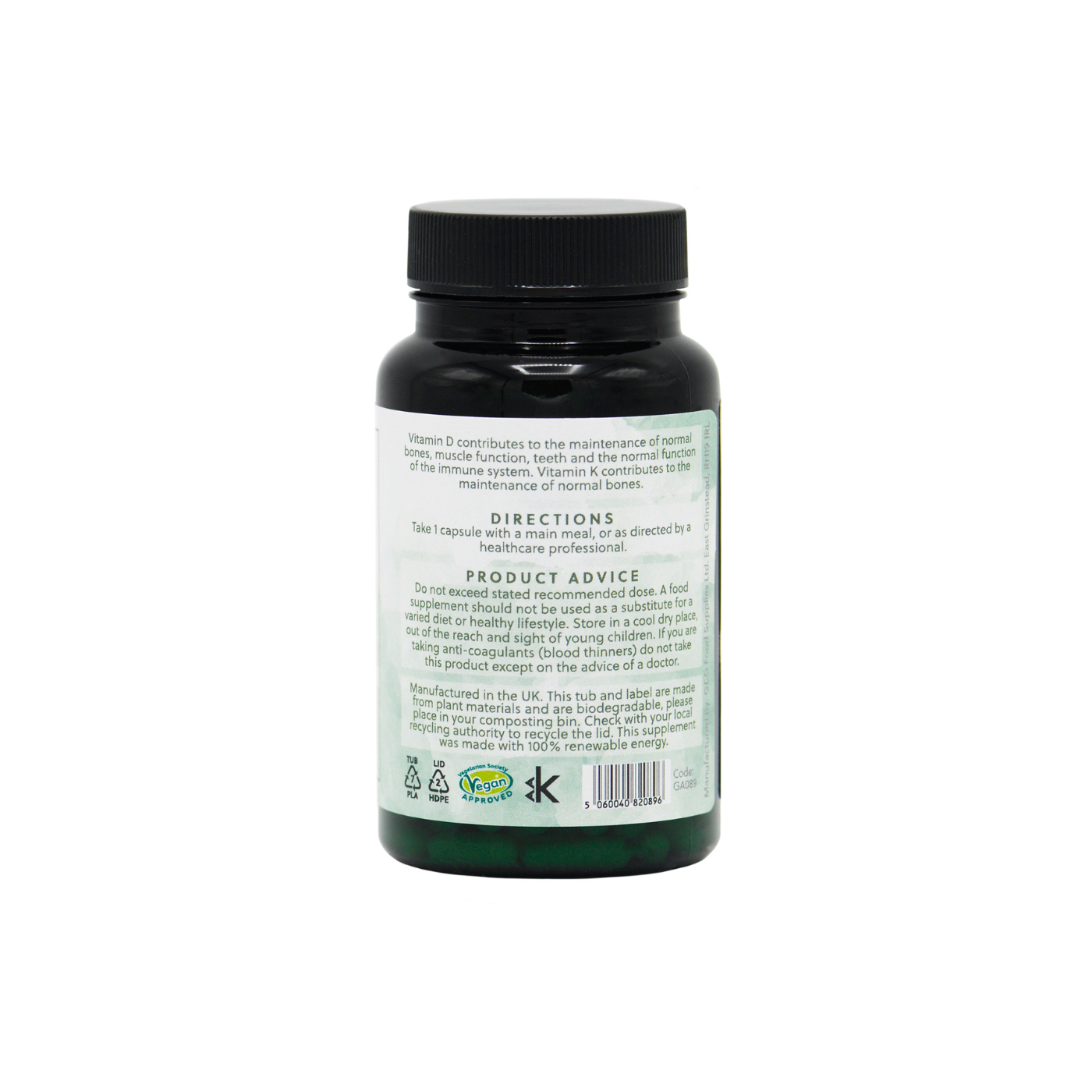 Vitamin D3 2500 IE (mit Vitamin K2) - 90 vegane Kapseln