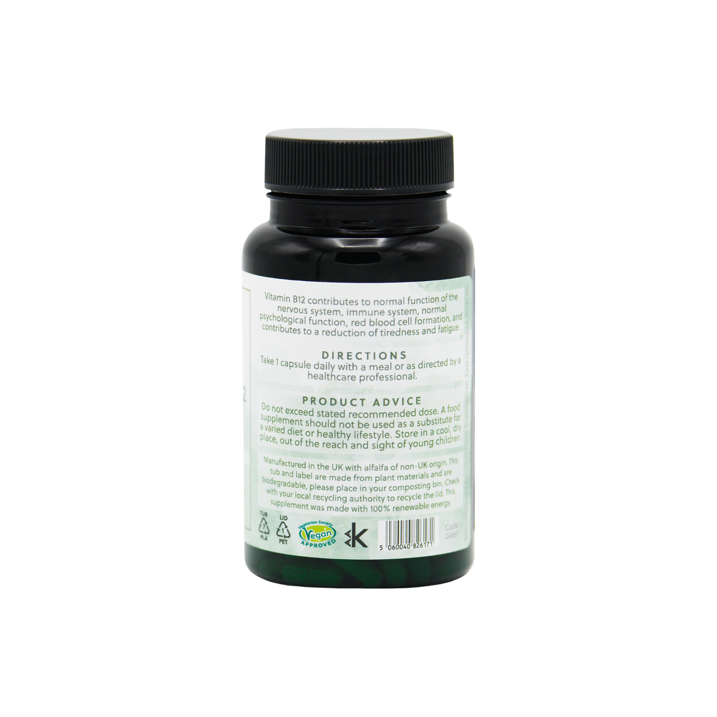 Linke Ansicht Dose, Vitamin B12 Kapseln, G&G Vitamine