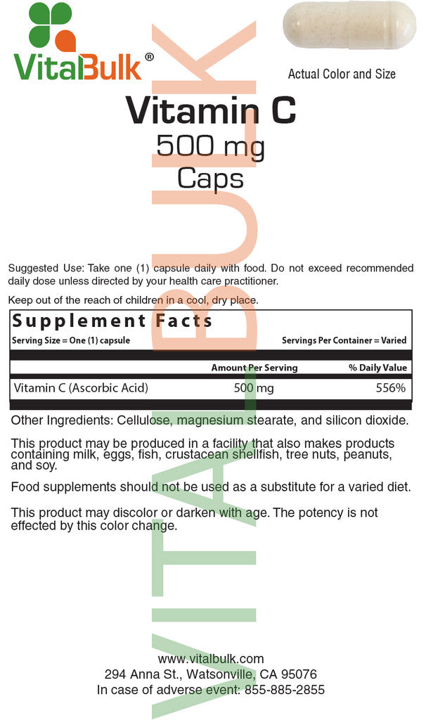 Vitamin C – 500 mg – 100 vegane Kapseln – Für den täglichen Nährstoffbedarf