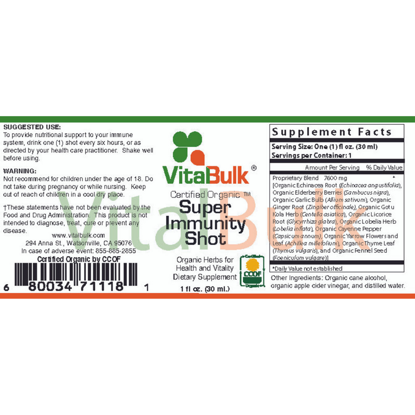 Super Immunity Shot – Flüssigextrakt aus kontrolliert biologischem Anbau – Vitabulk