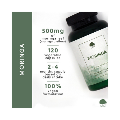 Inhalt der Flasche, vegan, oleifera-Blätter, 120 Kapseln