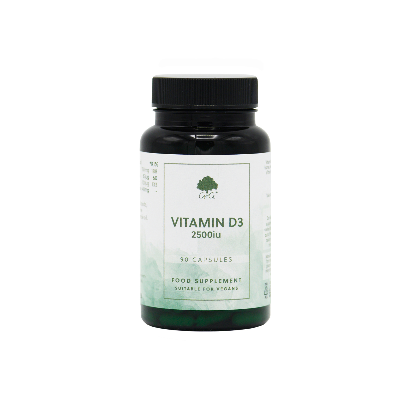 Vitamin D3 2500 IE (mit Vitamin K2) - 90 vegane Kapseln
