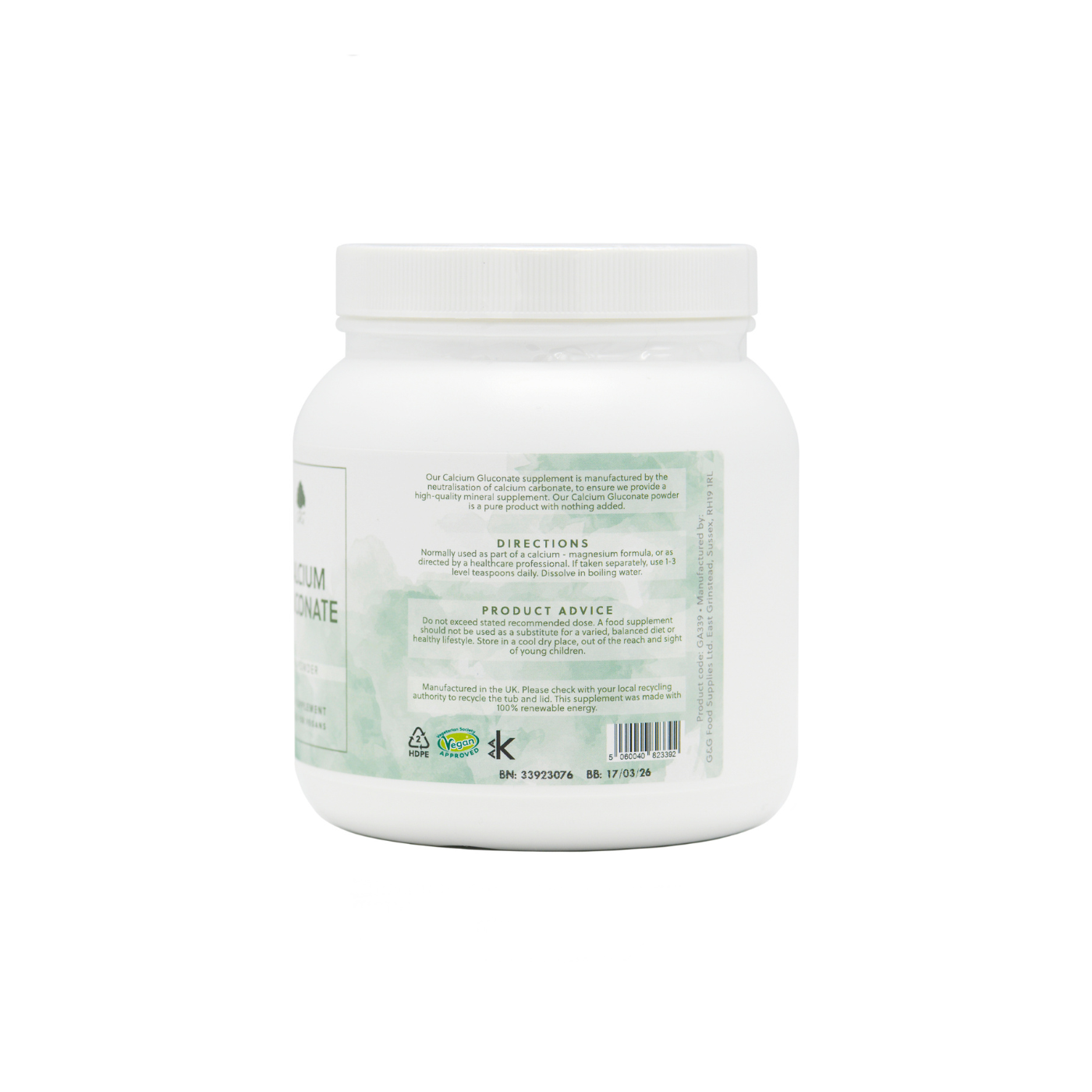 Calciumgluconat Pulver – Reines Calcium | Vegan & Ohne Zusatzstoffe – 350 g Pulver