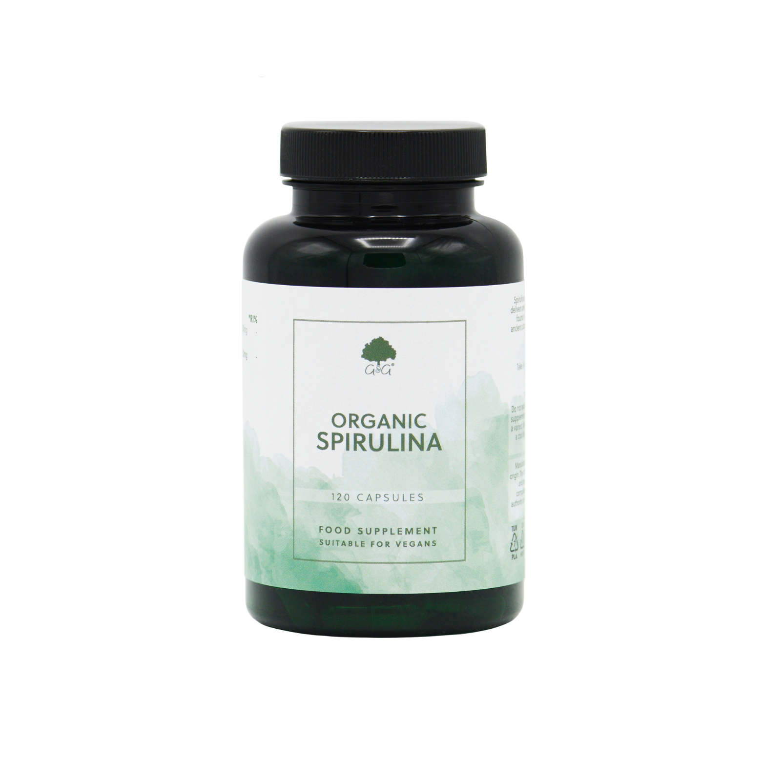 Spirulina 120 Kapseln, Vorderseite, 