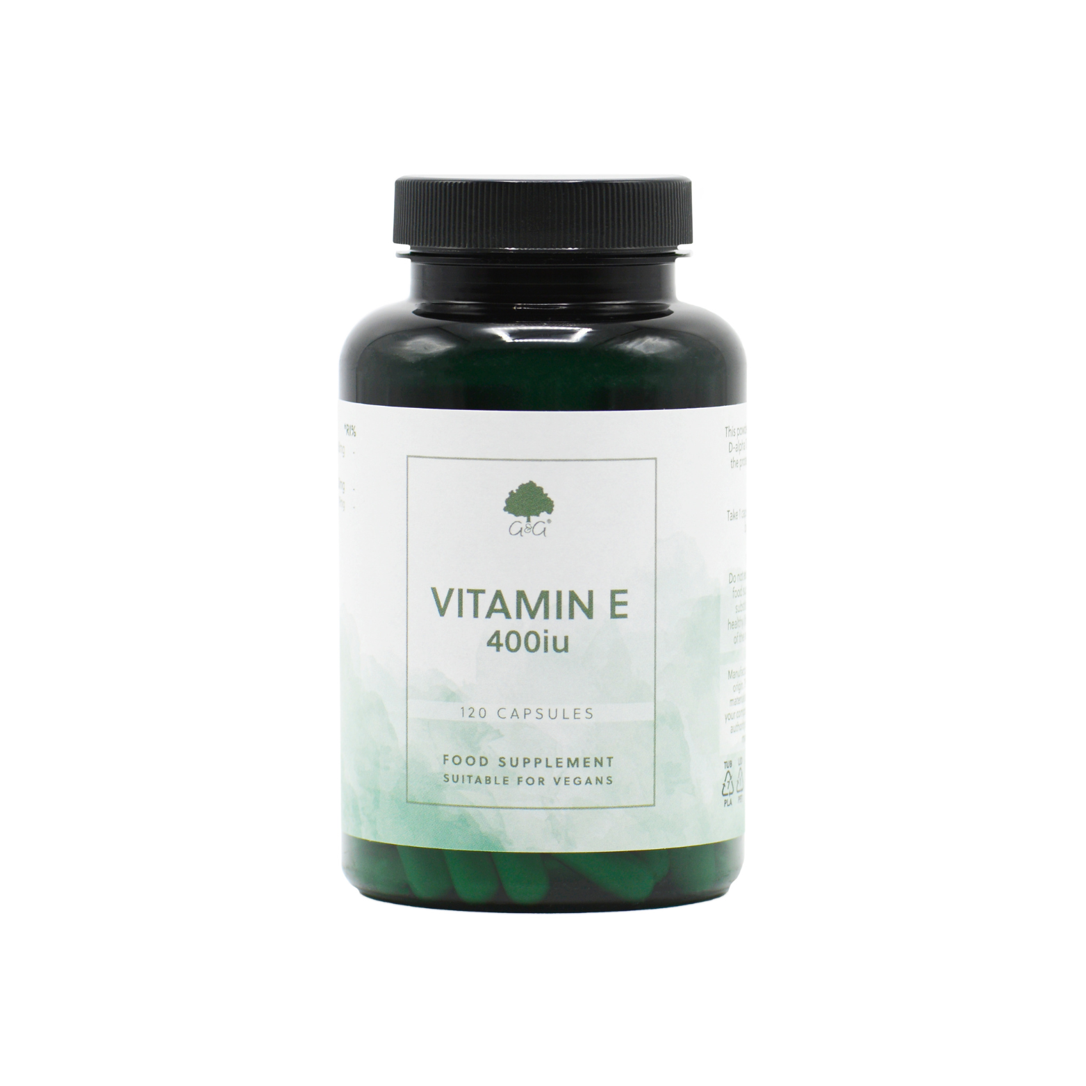  Vitamin E 120 Kapseln, vegan, Vorderansicht der Tube