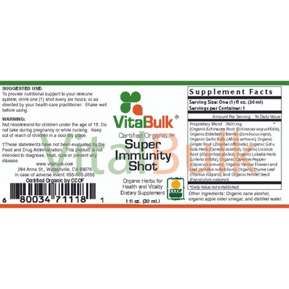 Super Immunity Shot – Flüssigextrakt aus kontrolliert biologischem Anbau – Vitabulk